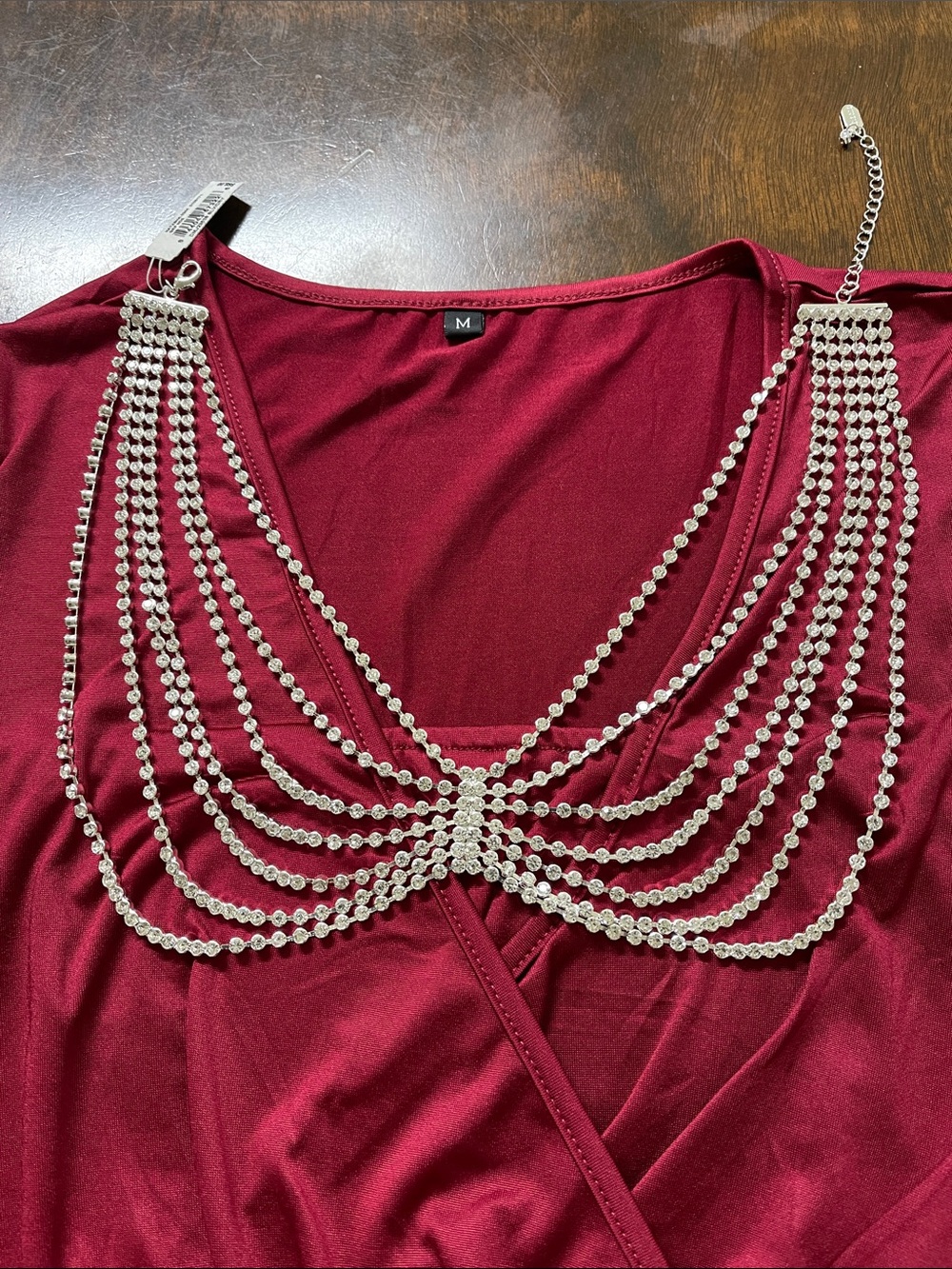Natasha Couture Silver Crystal Multi-Layer Statement Necklace - Picture 2 of 6